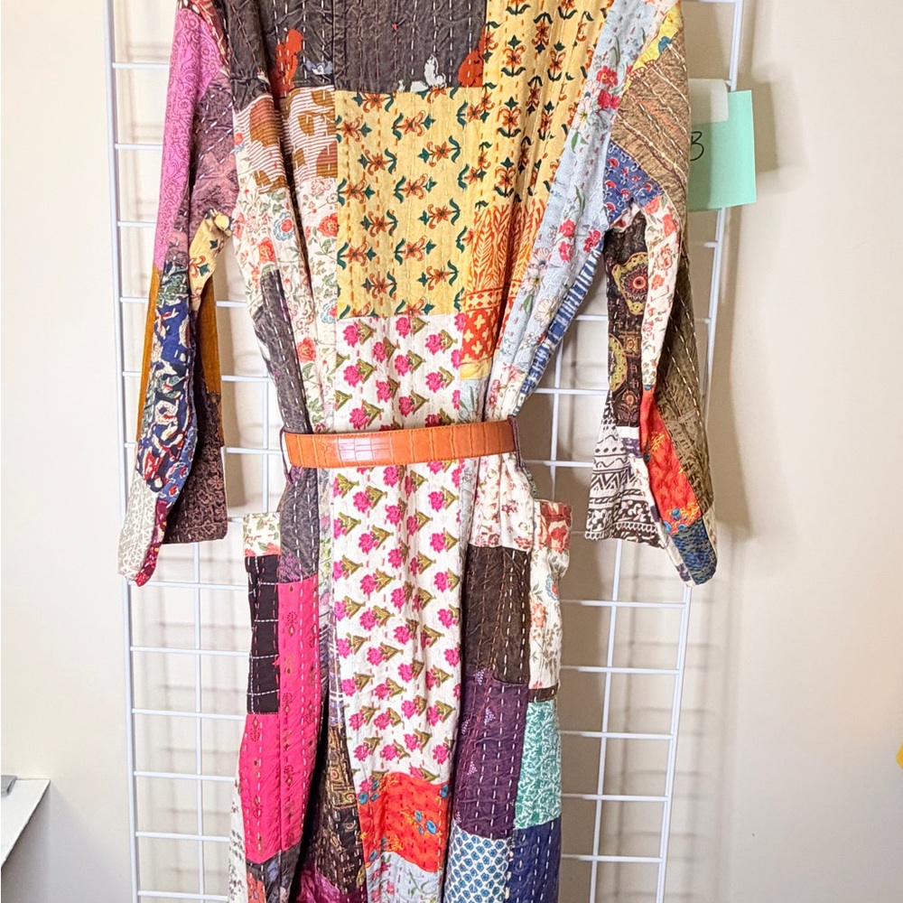 Source Unknown Multicolor Patchwork Jacket with Belt - Picture 9 of 14